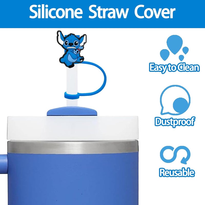 ZERCEJC 5PCS Blue Straw Cover Cap for Stanley Cup，Silicone Straw Toppers Compatible with Stanley 30&40 Oz Tumbler，Reusable 10mm Straw Tips Lids for Stanley Cup Accessories - Image 2